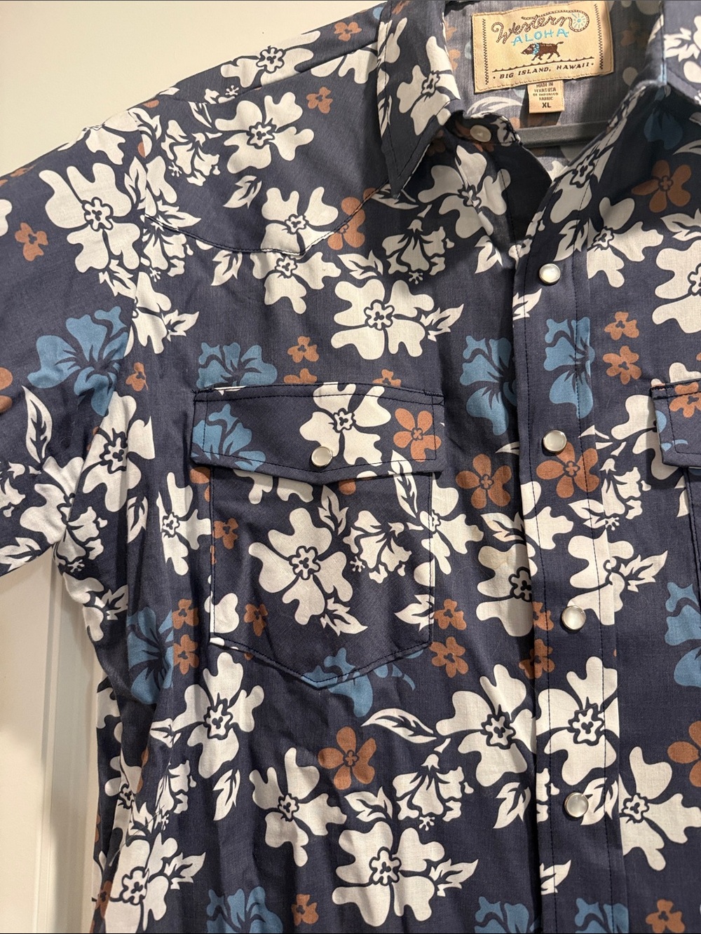 Western Aloha Navy Floral Short-Sleeve Shirt size XL - Picture 7 of 7
